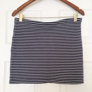 H&M | Dark Blue & White Striped Mini Skirt